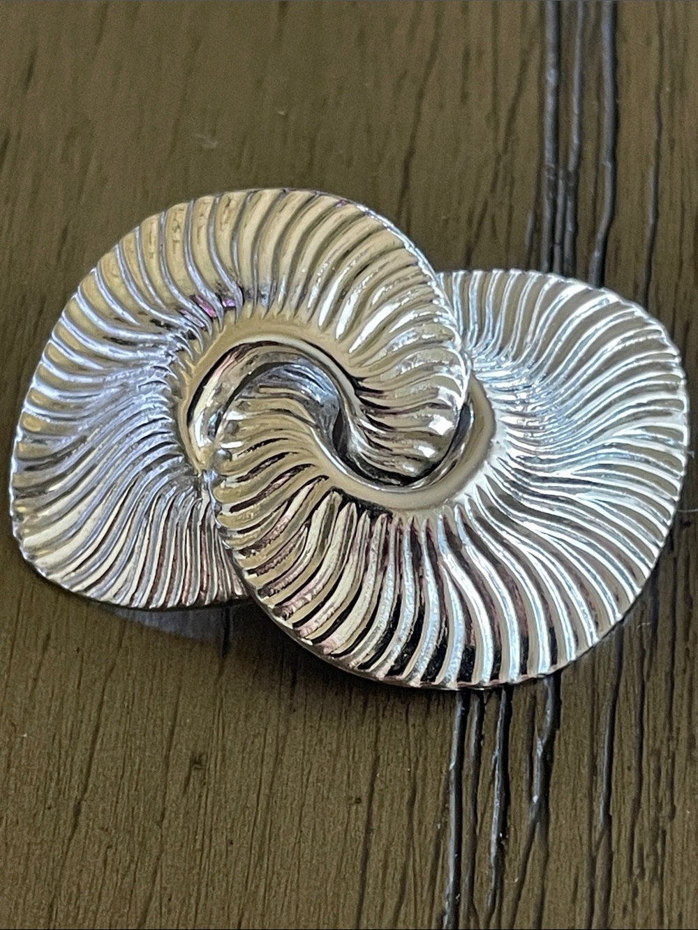 vintage Beau Sterling double swirl nautilus shell brooch